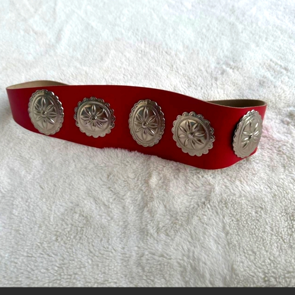 Red leather concho belt